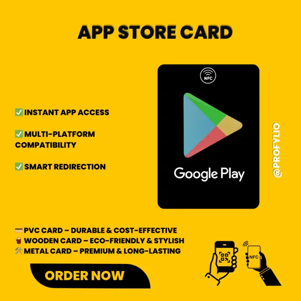 NFC + QR Code App Store Play Store Card – One Tap to Download