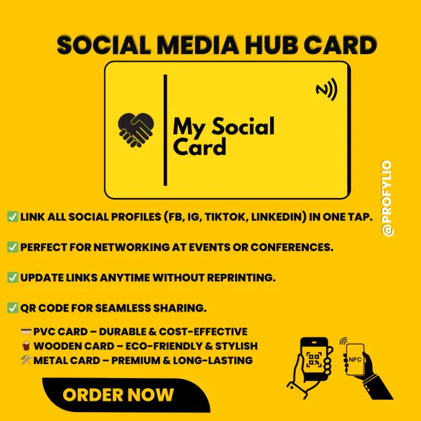 NFC + QR Code Social Media Hub Card – Connect All Profiles in One Tap
